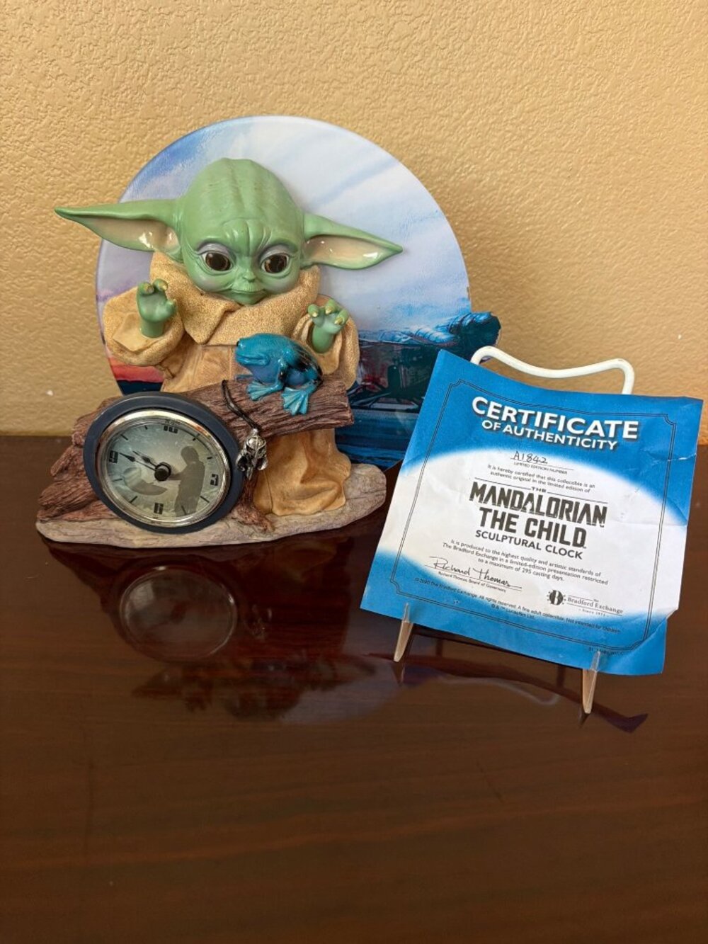 Star Wars Mandalorian Grogu Lot Bradford Exchange Clock & Water Globe w/COA - Picture 11 of 16